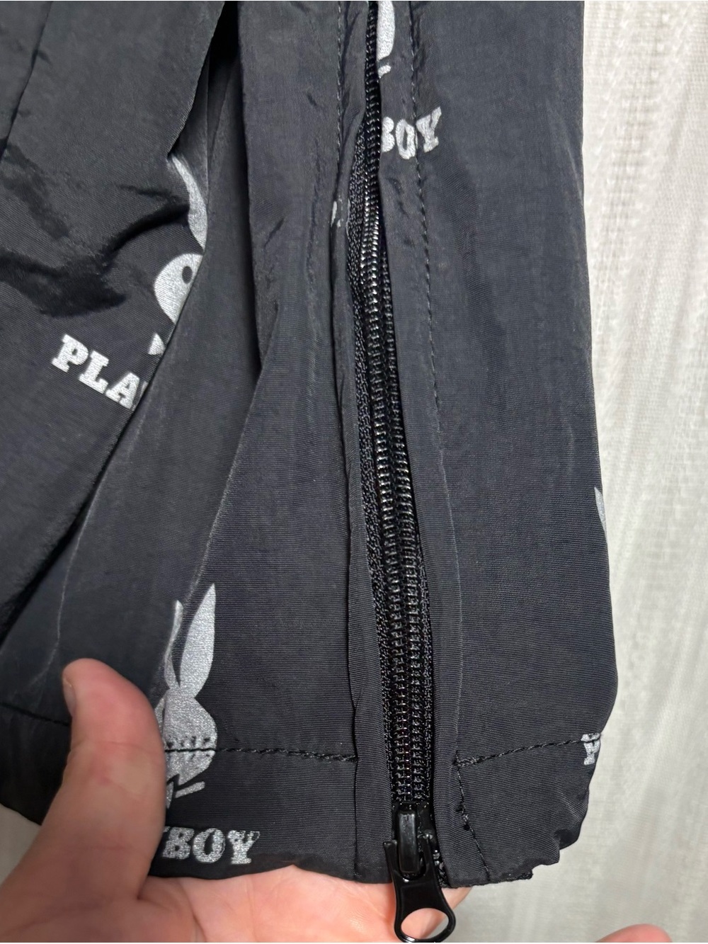 PLAYBOY Black Pullover Anorak with White Bunny Print - Picture 3 of 5